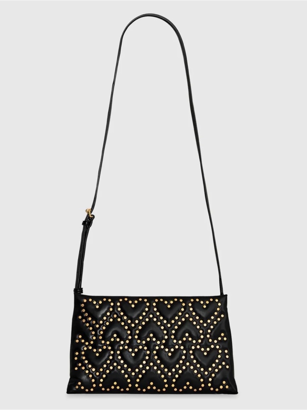 Rebecca Minkoff Black Studded Gold Hearts Crossbody Bag